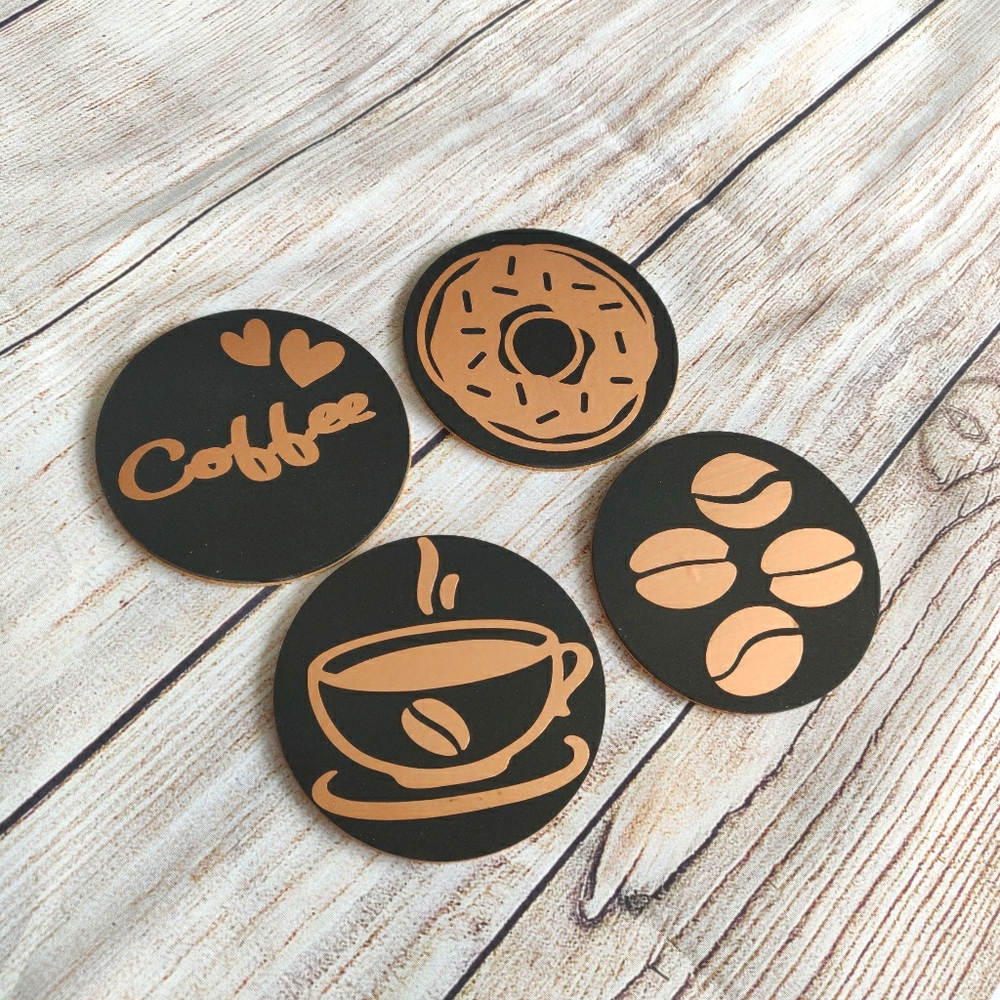 Handmade Black and Rose Gold Coffee Coasters - Picture 7 of 7